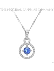 0.53ct. Natural Untreated Blue Sapphire Pendant with 32 Diamonds 0.28ct. total.