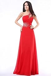 Chiffon Lace-Up Ruched Sequined Beaded One Shoulder Sleeveless Bridesmaid Dress/Prom Dress/Party Dress 
