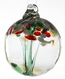 Kitras Art Glass ~ TREE OF ENCHANTMENT - CHRISTMAS ~ WITCH BALL - Old English - Hand Blown Glass Hanging Ornament-OR-TREE-02-CH