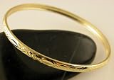 18K Gold Filled Womens Diamond-Cut Bangle Bracelet - X-Small