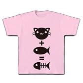 猫+魚=骨 Tシャツ(ライトピンク) L