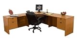Contemporary Corner Desk with Two Hanging File Pedestals, 48'' Returns & Cherry Finish [SL-5134-45-2HG-CHY-GG]