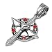Steel Pendant - Cross and Heart with Red Crystal
