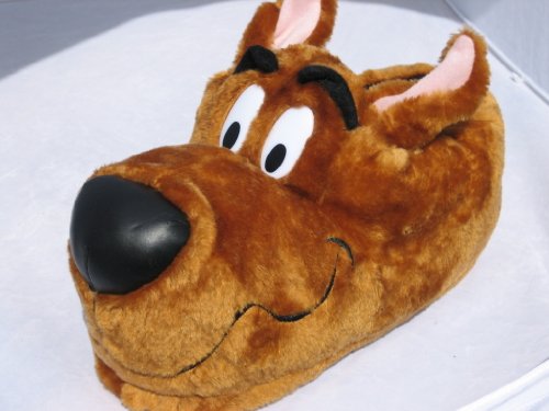Men's Dog Fun Novelty Cartoon Character Slippers Brown Furry Warm Duel Size