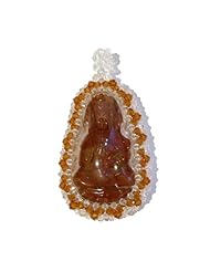 Kwan Yin Pendant 05 Spiritual Jasper Red Goddes Swarovski Beaded 3" (Gift Box)