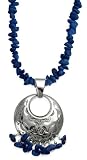 Sterling Silver Blue Lapis Concha Pendant, 16-19