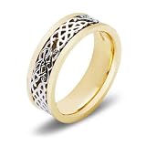 14k Gold Two-Tone Celtic Women's Wedding Band, 7mm