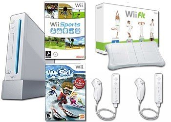 Nintendo Wii System Ski And Fit - Wii Fit, We Ski, Balance Board Mat Bundle