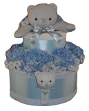 Blue Bear 2 Tier Diaper Cake w/ Pampers Swaddlers, Small Lovie Blanket & Wrist Rattle, and Precious Cargo Baby Apparel and Accessories