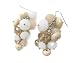 Silvertone Faceted White and Cream Glass Bead Cluster Drop Earrings