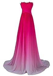 Strapless Chiffon Applique Evening Dress 