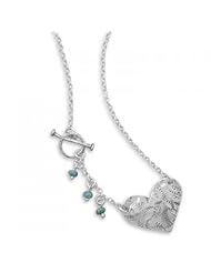 MMA Silver - 17 inch Heart Toggle Necklace with Turquoise Beads