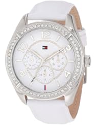 Tommy Hilfiger Womens 1781249 Sport Stainless Steel White Leather Multi-Function Watch