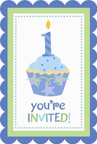 amscan Sweet Little Cupcake Boy Postcard Invitations - 20 ct