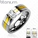 Solid Titanium with Gold Plated with CZ Stone Ring