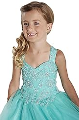 Girls  Sequined Crystals Applique Crystal Lace Floor Length Organza/Tulle  Ball Gown Pageant Dress 