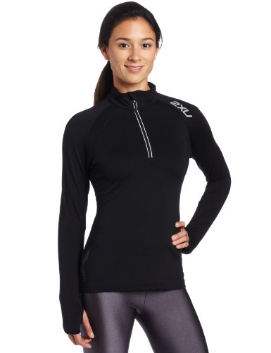 2XU Womens Raven Base Thermal Long Sleeve,Black/Black,Large