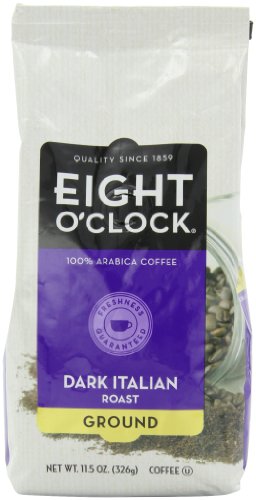 Eight O'Clock Coffee, Dark Italian Roast Ground, Espresso 11.5-Ounce Bags (Pack of 4)