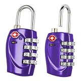 2 x TRIXES 4-Dial TSA Combination Padlock for Luggage Suitcases