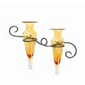 Double Amphora Glass Vase on Knotted Sconce - Amber