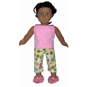 PEACE PJs for the 18 American Girl Doll. Floral Pattern Peace Pajamas are Capris length... by
