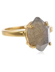 Katie Diamond Edgy Yellow Gold Labradorite Ring, Size 7