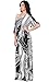 KOH KOH One Shoulder 3/4 Sleeve Graphic Print Long Cocktail Evening Maxi Dress