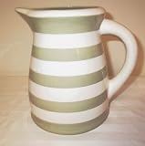 Ronnie's Terramoto Ceramic, Large Pitcher 3 Quarts, Sage Wide Stripes