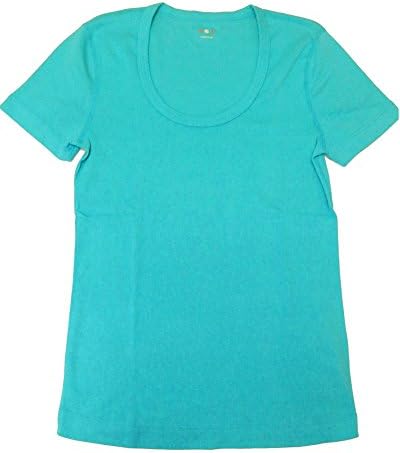 Three Dots Women's Short Sleeve Scoop Neck Tee,Small,Aqua Breeze