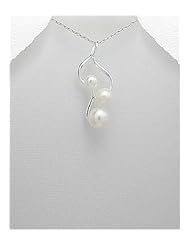 Fresh Water Pearls Pendant Necklace In 92.5 Sterling Silver