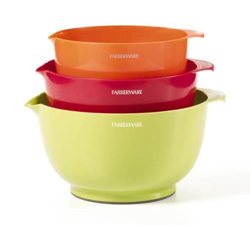 Farberware Classic Plastic Mixing Bowls, Mixed Colors, Set of 3