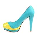 Damen Schuhe, PUMPS, PLATEAU HIGH HEELS STILETTO, 303-18-1-yellow, Synthetik in hochwertiger Lack Leder Optikund Leder Optik