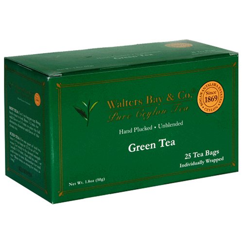 Walters Bay & Company, Pure Ceylon Gold Tag Green Tea, 25-Count Boxes (Pack of 8) by Walter