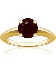 18K Yellow Gold Round Cut Ruby Solitaire Ring (GIA Certificate)