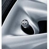 Genuine OEM MINI Cooper Valve Stem Caps - Black Jack pattern