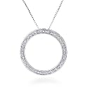 Sterling Silver & Diamond Circle Pendant & 18" Chain