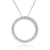 Sterling Silver & Diamond Circle Pendant & 18 Chain