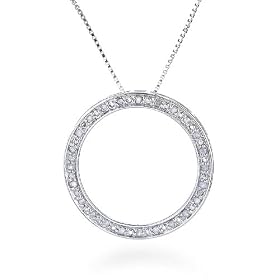 Sterling Silver & Diamond Circle Pendant & 18