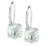 Sterling Silver 8mm Round Green Amethyst Lever Back Earrings