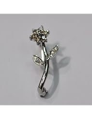 14kt White Gold Diamond Flower Pin
