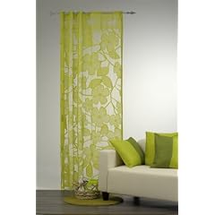 Fadenvorhang Dekoschal mit �sen Vorhang 140x235 gr�n Blume Muster Gardine