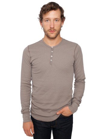 American Apparel Baby Thermal Long Sleeve Henley Medium-brown
