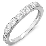 0.75 Carat (ctw) 14k White Gold Princess Diamond Ladies Anniversary Wedding Band Stackable Ring 3/4 CT