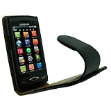 igadgitz PU Leder Tasche Schutzhülle Etui Case Hülle aufklappbar in Schwarz für Handy Smartphone Samsung Wave S8500 Android + abnehmbare Gürtelbefestigung + Display Schutzfolie