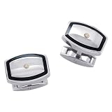 Titanium and Tungsten 0.06 ct. Diamond Men's Cuff Link