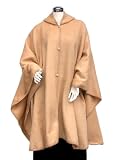 Alpaca Wool Women's Cloak Cape Light Vicuna Color with Hood (D-7)