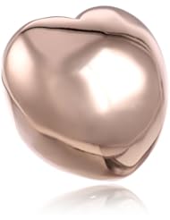 Ladys 18kt Rose Gold Plated Stainless Steel Heart Shaped Ring, Size 6