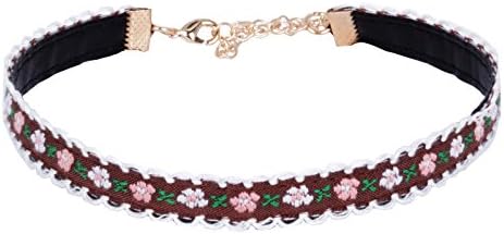 Leather Floral Brown Velvet Choker Necklace Punk Gothic Retro Chain CK15