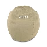 IMAGE OF Personalized Monogram Embroidered Beanbag Chair Kid Size Comfy Bean Natural Cotton Removable Washable Cover - Natural Hemp