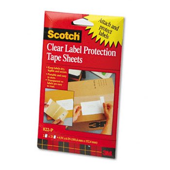 Scotch 4 x 6 Clear Label Protection Tape Sheets, 25 Sheet, 2 pads (822P)